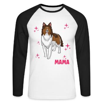 Sheltie Mama - Unisex Baseballshirt langarm - Weiß/Schwarz - Vorne - Nik (191cm)