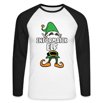 Informatik Elf Partnerlook Weihnachten - Unisex Baseballshirt langarm - Weiß/Schwarz - Vorne - Nik (191cm)