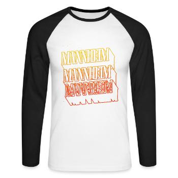Mannheim Germany City Skyline Home Font - Unisex Long Sleeve Baseball T-Shirt - white/black - Front - Nik (191cm)