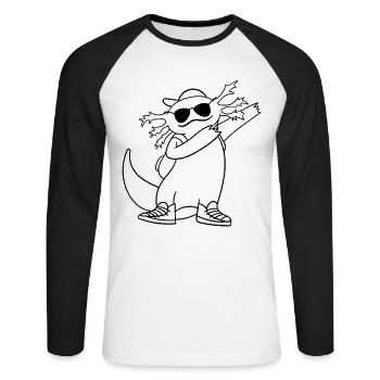 Axolotl Dancing Axolotl Dab Dance Axolotl Dabbing - Unisex Long Sleeve Baseball T-Shirt - white/black - Front - Nik (191cm)