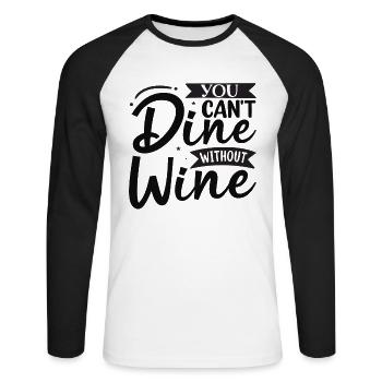 Vous ne pouvez pas dîner sans vin - T-shirt baseball manches longues Homme - blanc/noir - Devant - Nik (191cm)