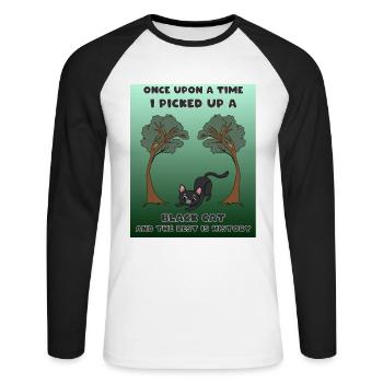 Il était une fois un chat noir que j’ai ramassé le reste - T-shirt baseball manches longues Homme - blanc/noir - Devant - Nik (191cm)