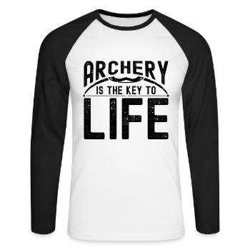 Archery Is The Key Bowhunter Shooting Arrow Archer - Unisex Long Sleeve Baseball T-Shirt - white/black - Front - Nik (191cm)