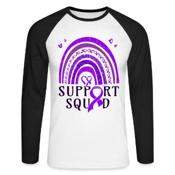 Arc violet conscient de la naissance prématurée - T-shirt baseball manches longues Homme - blanc/noir - Devant - Nik (191cm)