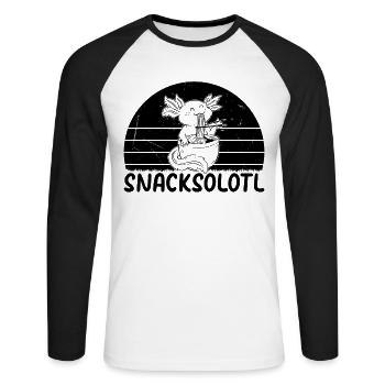 Axolotl Snacksolotl Axolotl Funny Axolotl - Unisex Long Sleeve Baseball T-Shirt - white/black - Front - Nik (191cm)