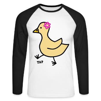 Astuce Tap Petit Canard - T-shirt baseball manches longues Homme - blanc/noir - Devant - Nik (191cm)
