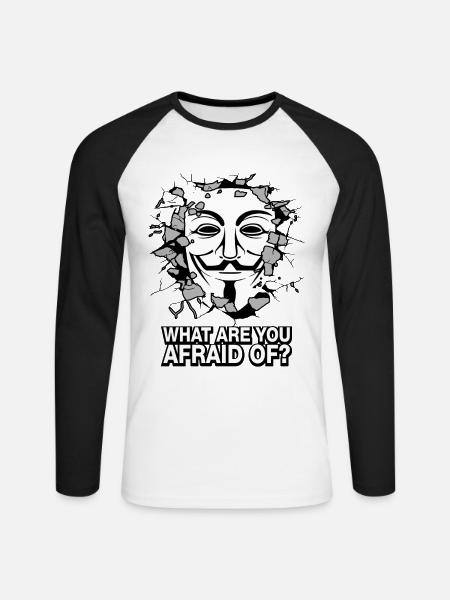 What are you afraid of? - Unisex Long Sleeve Baseball T-Shirt - white/black