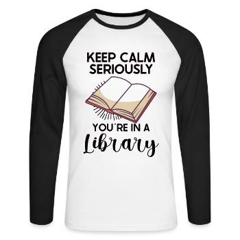 Lecteur de livres Lecture Littérature Amoureux de l’écriture - T-shirt baseball manches longues Homme - blanc/noir - Devant - Nik (191cm)