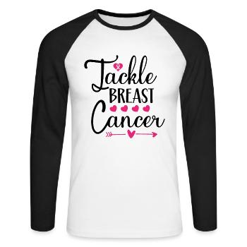 Brustkrebs bekämpfen - Unisex Baseballshirt langarm - Weiß/Schwarz - Vorne - Nik (191cm)