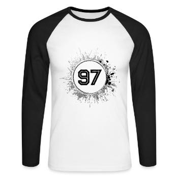 97 Nombre d’objets blob - T-shirt baseball manches longues Homme - blanc/noir - Devant - Nik (191cm)