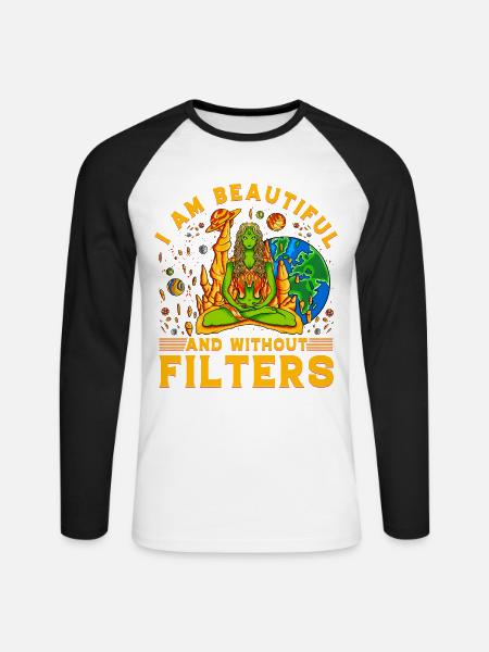 I am Beautiful and without Filters - Unisex Baseballshirt langarm - Weiß/Schwarz