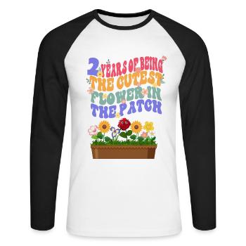 2 ans les fleurs les plus douces dans le jardinier de lit - T-shirt baseball manches longues Homme - blanc/noir - Devant - Nik (191cm)