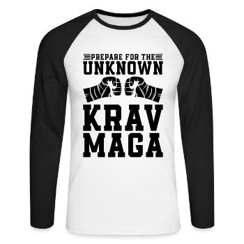 Préparez-vous pour le chasseur MMA de combat rapproché Krav Maga - T-shirt baseball manches longues Homme - blanc/noir - Devant - Nik (191cm)