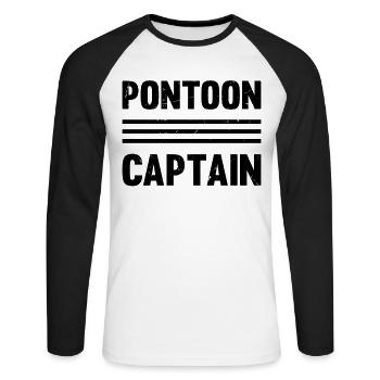 Capitaine de ponton - Capitaine de bateau ponton Skipper - T-shirt baseball manches longues Homme - blanc/noir - Devant - Nik (191cm)