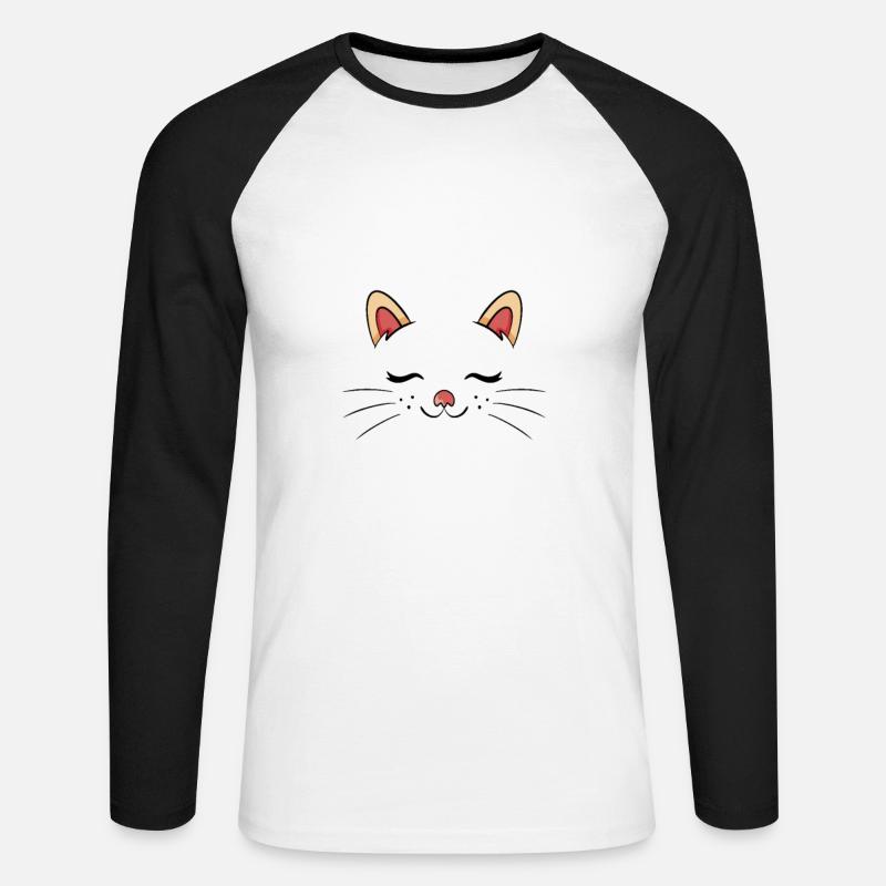 Katze- sleeping cat - Unisex Baseballshirt langarm - Weiß/Schwarz