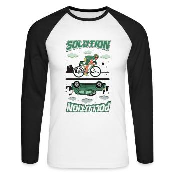 Polution Solution Umweltschutz Radfahren - Unisex Baseballshirt langarm - Weiß/Schwarz - Vorne - Nik (191cm)