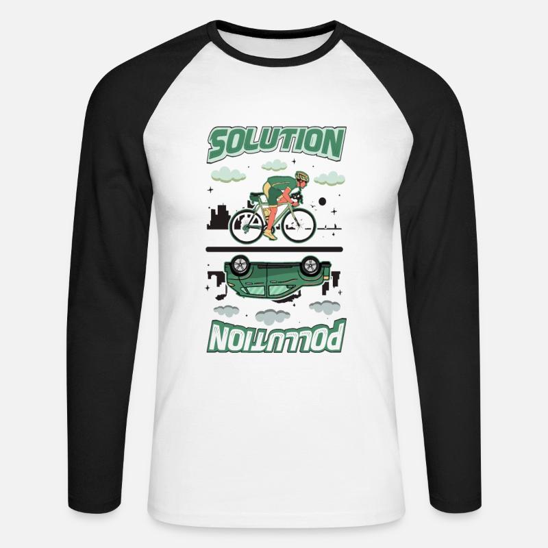 Polution Solution Environmental Protection Cycling - Unisex Long Sleeve Baseball T-Shirt - white/black