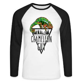 Ce caméléon Guy Panther Caméléon - T-shirt baseball manches longues Homme - blanc/noir - Devant - Nik (191cm)