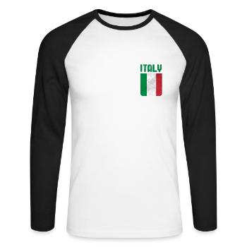 Italie Flag Italie - T-shirt baseball manches longues Homme - blanc/noir - Devant - Nik (191cm)