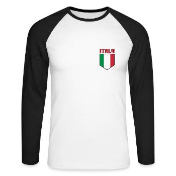 Drapeau de l’Italie Italia - T-shirt baseball manches longues Homme - blanc/noir - Devant - Nik (191cm)