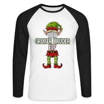 Großer Bruder Elf Partnerlook Weihnachten - Unisex Baseballshirt langarm - Weiß/Schwarz - Vorne - Nik (191cm)