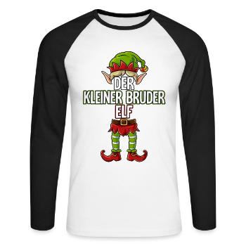 Kleiner Bruder Elf Partnerlook Weihnachten - Unisex Baseballshirt langarm - Weiß/Schwarz - Vorne - Nik (191cm)