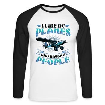 Ich Mag Rc-flugzeuge Und Vielleicht 3 Personen - Unisex Baseballshirt langarm - Weiß/Schwarz - Vorne - Nik (191cm)