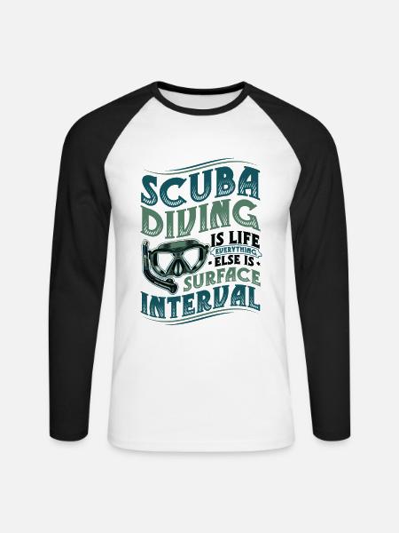 Diving Life Divers - Unisex Long Sleeve Baseball T-Shirt - white/black