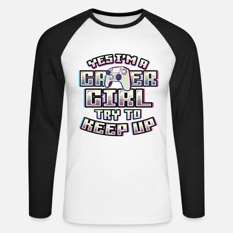 Ja, Ich Bin Ein Gamer-Mädchen. - Unisex Baseballshirt langarm - Weiß/Schwarz