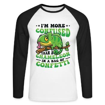 Verwirrter Als Ein Chamäleon. - Unisex Baseballshirt langarm - Weiß/Schwarz - Vorne - Nik (191cm)