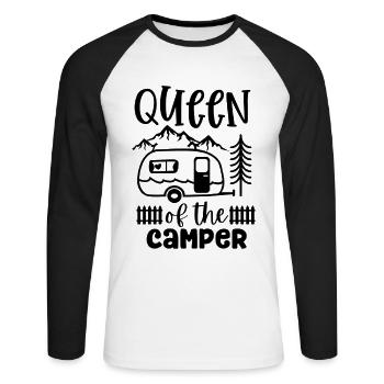 Hiking Nature Mountain Mountains - Unisex Long Sleeve Baseball T-Shirt - white/black - Front - Nik (191cm)
