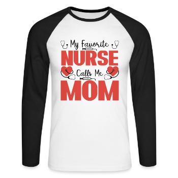 Nurse Mom - Unisex Long Sleeve Baseball T-Shirt - white/black - Front - Nik (191cm)