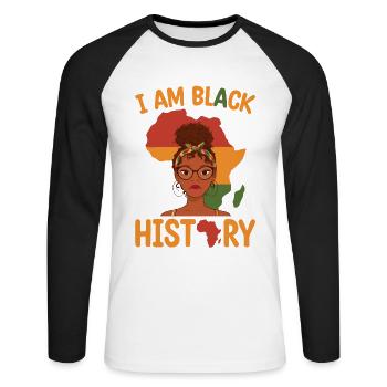 I'm Black Story Mother's Day Juneteenth - Unisex Long Sleeve Baseball T-Shirt - white/black - Front - Nik (191cm)