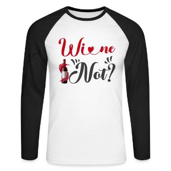 Wein nicht - Unisex Baseballshirt langarm - Weiß/Schwarz - Vorne - Nik (191cm)