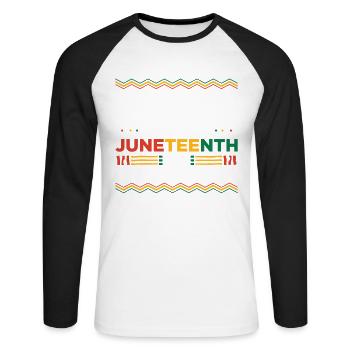 Je suis noir tous les mois sauf Juneteenth - T-shirt baseball manches longues Homme - blanc/noir - Devant - Nik (191cm)