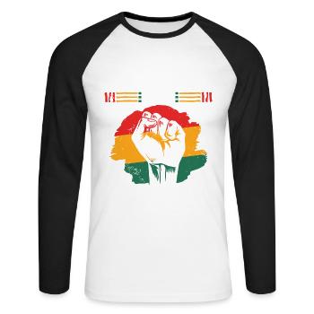 Juneteenth is my Independence Day Faust of - Unisex Long Sleeve Baseball T-Shirt - white/black - Front - Nik (191cm)