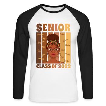 Senior Class Of 2023 Back To School Graduation - Unisex Baseballshirt langarm - Weiß/Schwarz - Vorne - Nik (191cm)