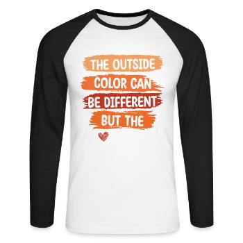 The exterior color may be different - Unisex Long Sleeve Baseball T-Shirt - white/black - Front - Nik (191cm)