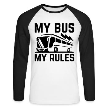 My Bus My Rules - Funny School Bus Driver - Unisex Baseballshirt langarm - Weiß/Schwarz - Vorne - Nik (191cm)