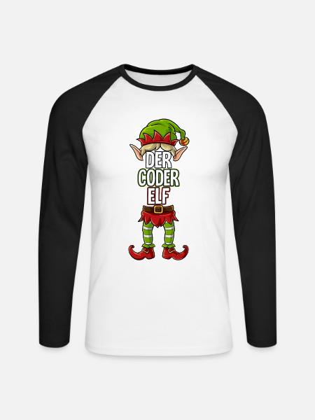 Coder Elf Partnerlook Weihnachten - Unisex Baseballshirt langarm - Weiß/Schwarz