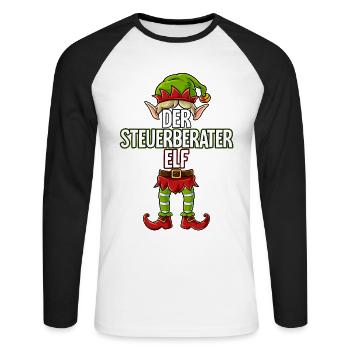 Steuerberater Elf Partnerlook Weihnachten - Unisex Baseballshirt langarm - Weiß/Schwarz - Vorne - Nik (191cm)