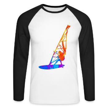 Surf Windsurfing Windsurfer Cadeau - T-shirt baseball manches longues Homme - blanc/noir - Devant - Nik (191cm)