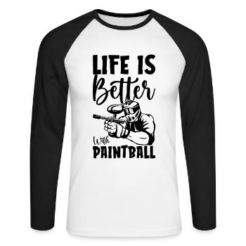 La vie est meilleure avec Paintball Paintballing Player - T-shirt baseball manches longues Homme - blanc/noir - Devant - Nik (191cm)