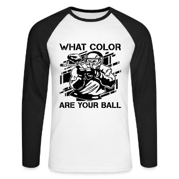 De quelle couleur sont Paintball Splatter Paintball Paintball Player - T-shirt baseball manches longues Homme - blanc/noir - Devant - Nik (191cm)