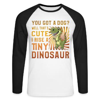 Dinosaur Funny Saying - Unisex Long Sleeve Baseball T-Shirt - white/black - Front - Nik (191cm)