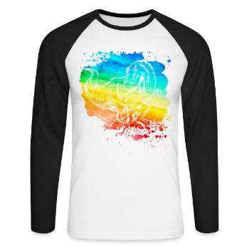 Dinosaur - Unisex Long Sleeve Baseball T-Shirt - white/black - Front - Nik (191cm)