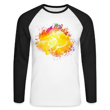 Dinosaur - Unisex Long Sleeve Baseball T-Shirt - white/black - Front - Nik (191cm)