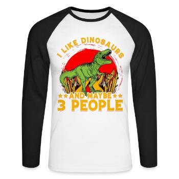 I like Dinosaurs and maybe 3 People - Unisex Long Sleeve Baseball T-Shirt - white/black - Front - Nik (191cm)