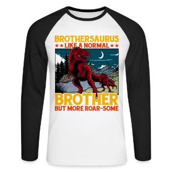 Brothersaurus comme un Brother normal mais plus Roar - T-shirt baseball manches longues Homme - blanc/noir - Devant - Nik (191cm)