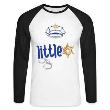Officer's Little Helper Kiddie Police Patroler - Unisex Long Sleeve Baseball T-Shirt - white/black - Front - Nik (191cm)